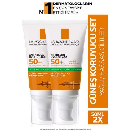 La Roche Posay Anthelios Oil Control Gel Cream Spf50+ Yağlı ve Karma Ciltler İçin Yüz Güneş Kremi Seti 50mlx2 La Roche Posay Anthelios Oil Control Gel Cream Spf50+ Yağlı ve Karma Ciltler İçin Yüz Güneş Kremi Seti 50mlx2