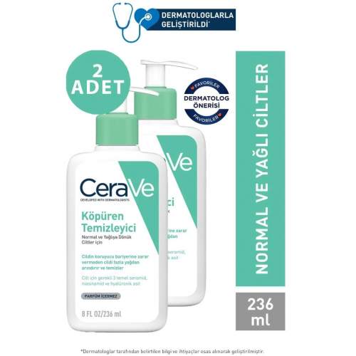 CeraVe 2 Adet 236 ml Foaming Cleanser Normal & Yağlıya Dönük Ciltler İçin CeraVe 2 Adet 236 ml Foaming Cleanser Normal & Yağlıya Dönük Ciltler İçin