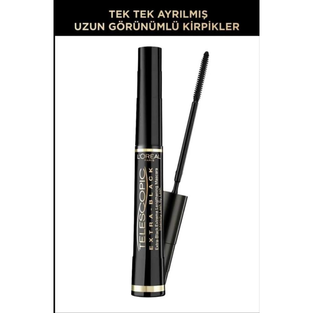 Loreal Paris Telescopic Extreme Lenghtening Mascara Extra Black Koyu Siyah Maskara