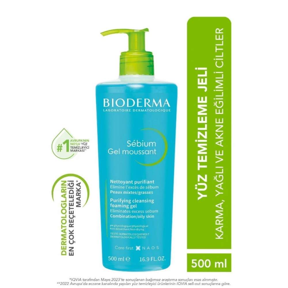 Bioderma Sebium Foaming 500 ml Makyaj Temizleme ve Nemlendirme Jeli