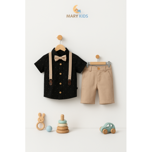 MARY KİDS Erkek Çocuk Papyonlu ve Askılı Şortlu Takım MARY KİDS Erkek Çocuk Papyonlu ve Askılı Şortlu Takım