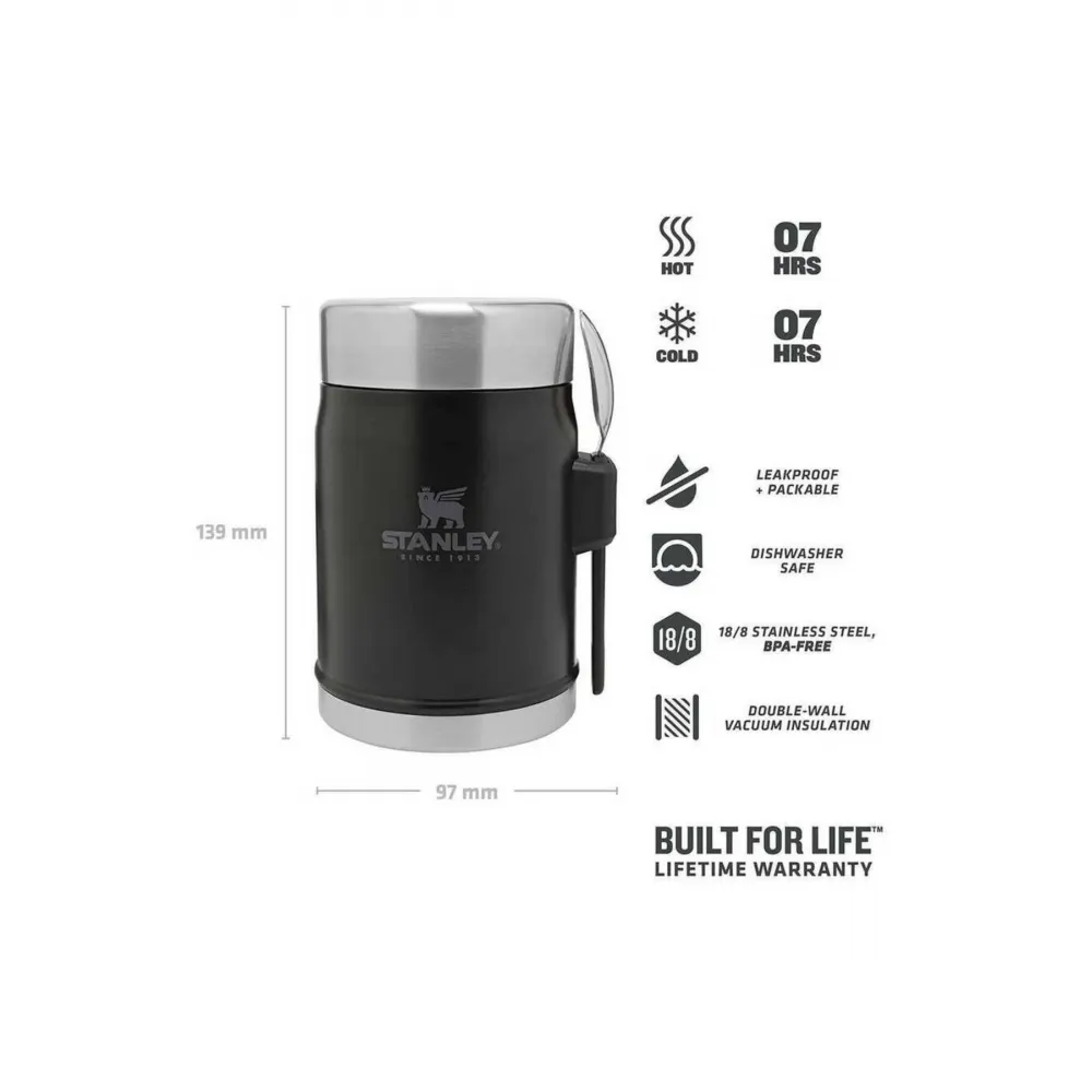 Stanley Klasik 0.40 lt Siyah Çelik Yemek Termosu Stanley Klasik 0.40 lt Siyah Çelik Yemek Termosu