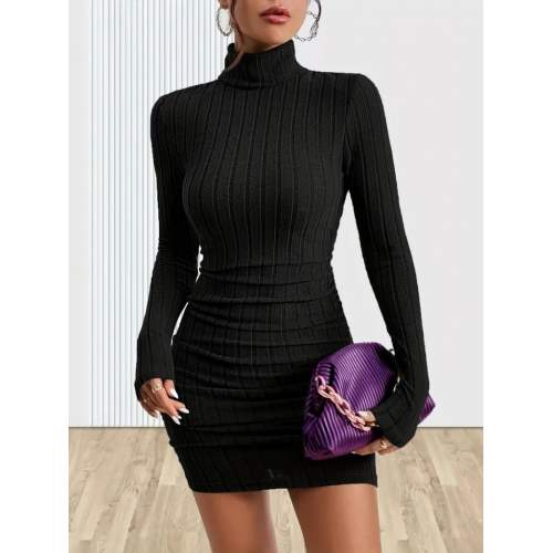 Kadın Uzun Kollu Balıkçı Yaka Kısa şardonlu Kaşkorse Elbise Kadın Uzun Kollu Balıkçı Yaka Kısa şardonlu Kaşkorse Elbise