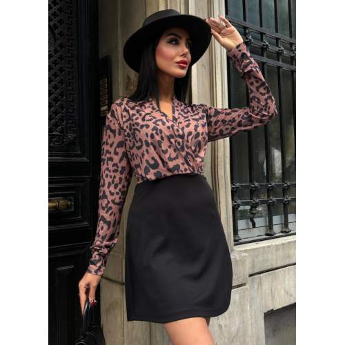 Kadın Uzun Kollu Kruvaze Yaka Krep Mini Boy Elbise Kadın Uzun Kollu Kruvaze Yaka Krep Mini Boy Elbise