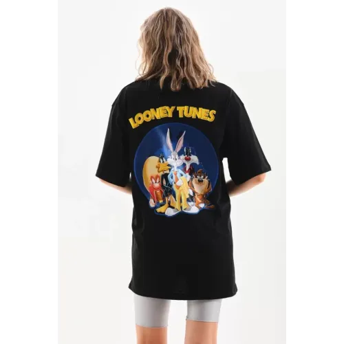 Unisex Baskılı Oversize T-Shirt - Siyah Unisex Baskılı Oversize T-Shirt - Siyah