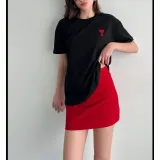 Unisex Bisiklet Yaka Baskılı Oversize T-Shirt - Siyah