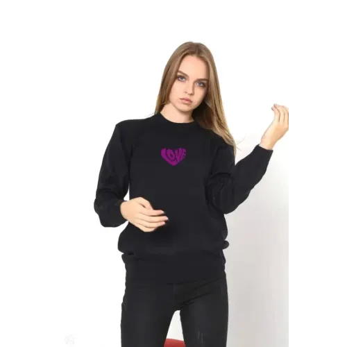 Unisex Bisiklet Yaka Baskılı Dokuma Triko - Siyah Unisex Bisiklet Yaka Baskılı Dokuma Triko - Siyah