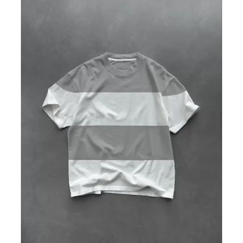Unisex Bisiklet Yaka Parçalı T-Shirt - Gri Unisex Bisiklet Yaka Parçalı T-Shirt - Gri