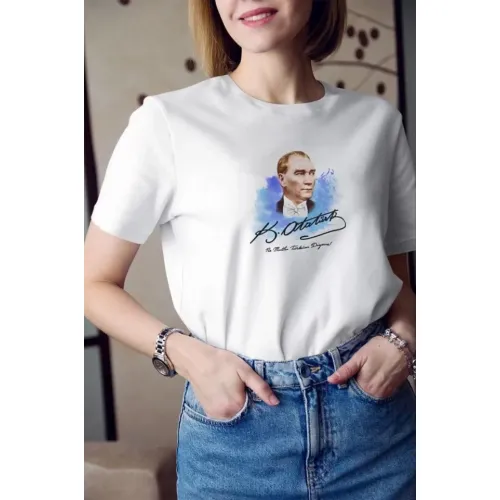 Unisex Bisiklet Yaka Baskılı Oversize T-Shirt - Beyaz Unisex Bisiklet Yaka Baskılı Oversize T-Shirt - Beyaz