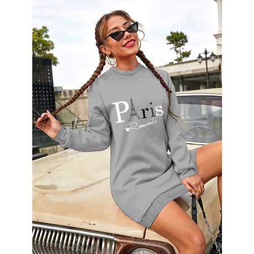 Kadın Uzun Kollu Bisiklet Yaka Yazılı Kısa Viskon Iki Iplik Elbise Kadın Uzun Kollu Bisiklet Yaka Yazılı Kısa Viskon Iki Iplik Elbise