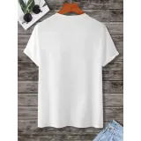 Unisex Baskılı Oversize T-Shirt - Beyaz