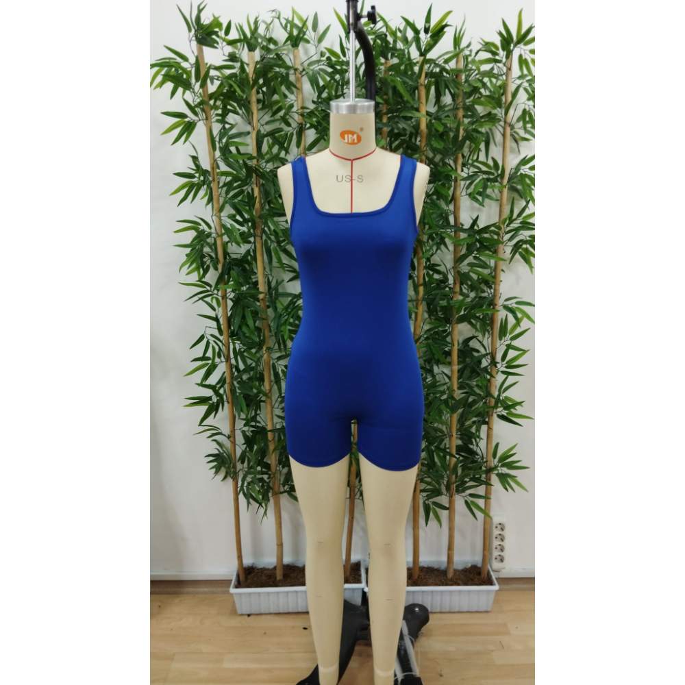 Kadın Kare Yaka Sırt Dekolte Detay Dalgıç Bodycon Mini Tulum