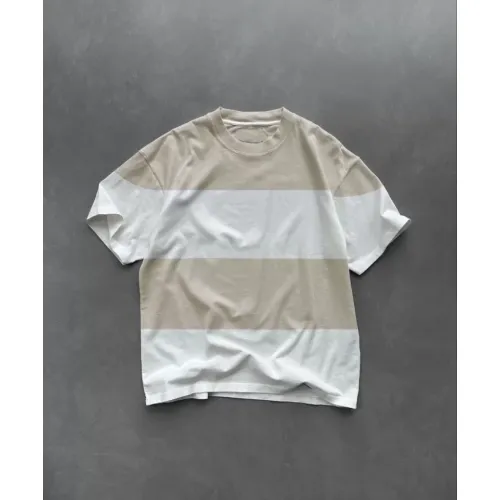 Unisex Bisiklet Yaka Parçalı T-Shirt - Bej Unisex Bisiklet Yaka Parçalı T-Shirt - Bej
