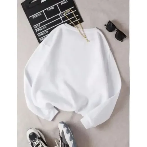 Üç İplik Biskilet Yaka Basic SweatShirt - Beyaz Üç İplik Biskilet Yaka Basic SweatShirt - Beyaz