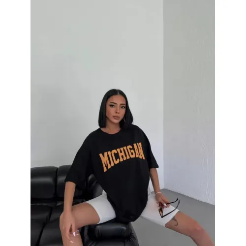 Unisex Bisiklet Yaka Baskılı Oversize T-Shirt - Beyaz Unisex Bisiklet Yaka Baskılı Oversize T-Shirt - Beyaz