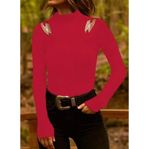 Kadın Uzun Kollu Omuz Dekolte Ve Aksesuar Detay Viskon Bluz Kadın Uzun Kollu Omuz Dekolte Ve Aksesuar Detay Viskon Bluz