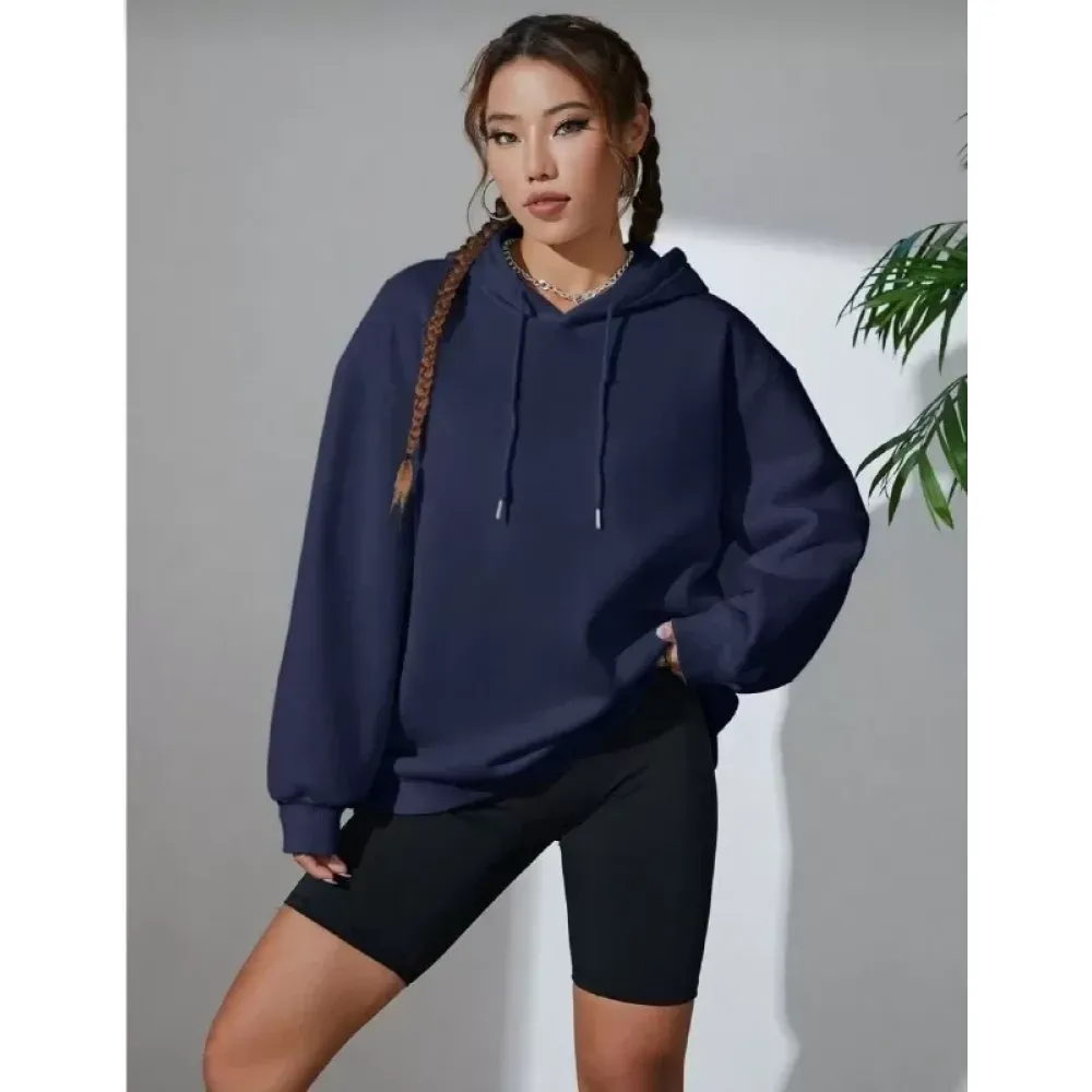 Erkek Uzun Kol Kapşonlu Basic Sweatshirt Hoodie - Lacivert