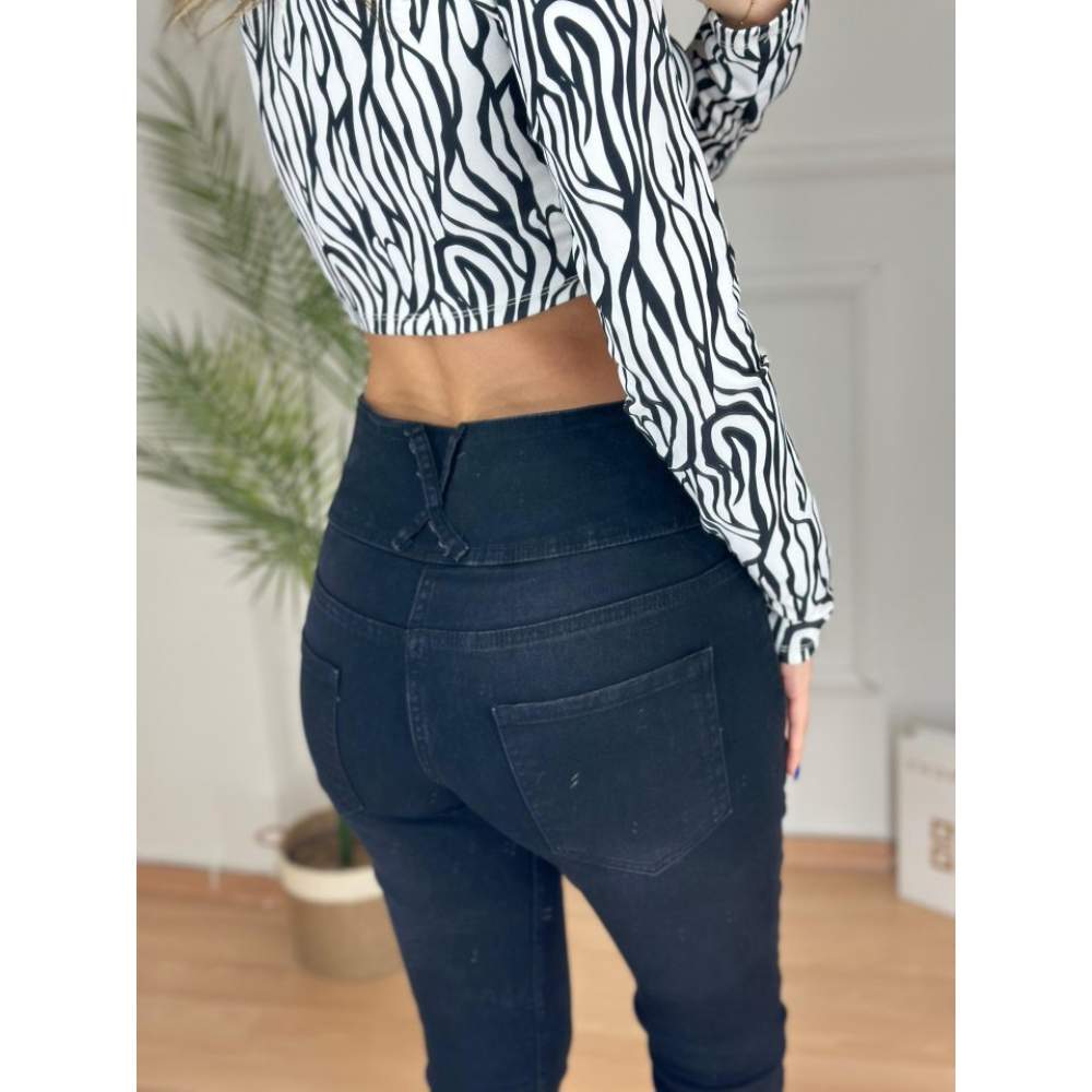 Yüksek Bel Likralı Jean Pantolon 90 Cm