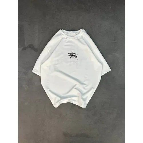 Unisex Bisiklet Yaka Baskılı Oversize T-Shirt - Beyaz Unisex Bisiklet Yaka Baskılı Oversize T-Shirt - Beyaz