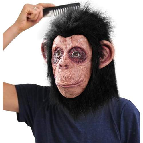 Siyah Saçlı Kafaya Tam Geçmeli Lateks Şempanze Maskesi - Lateks Maymun Orangutan Goril Maske Et Maske Siyah Saçlı Kafaya Tam Geçmeli Lateks Şempanze Maskesi - Lateks Maymun Orangutan Goril Maske Et Maske