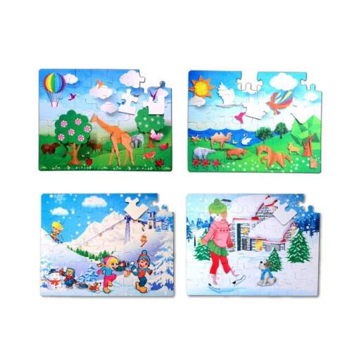 4 Set - 96 Parça  Kış ve Origami 5+ Keçe Yapboz - 5 Yaş Puzzle 4 Set - 96 Parça  Kış ve Origami 5+ Keçe Yapboz - 5 Yaş Puzzle