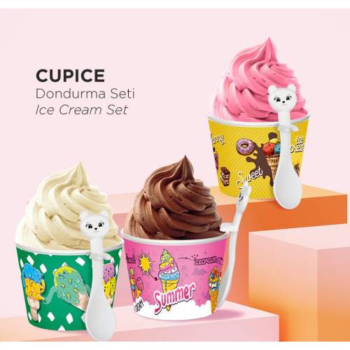 Cupice Kaşıklı Dondurma Ve Puding Kabı 2 Adet Cupice Kaşıklı Dondurma Ve Puding Kabı 2 Adet
