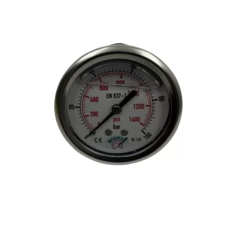 Ø 63 -0 - 100 BAR 1/4 GLİSERİNLİ ARKA ÇIKIŞLI MANOMETRE (Lisinya) Ø 63 -0 - 100 BAR 1/4 GLİSERİNLİ ARKA ÇIKIŞLI MANOMETRE (Lisinya)