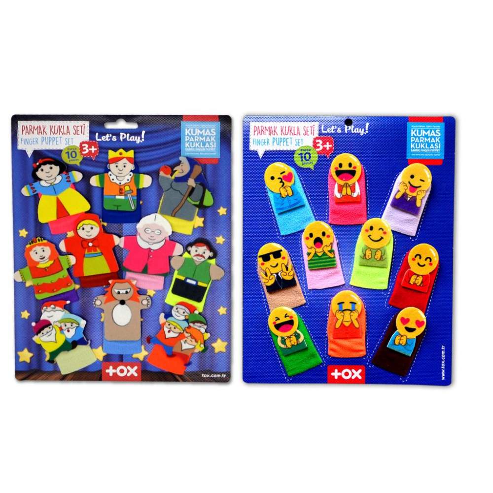 2 Set - 20 Parça  Emojiler ve Masal Kahramanları Parmak Kukla