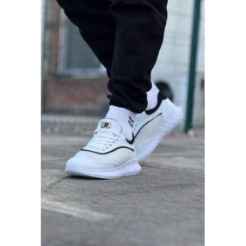 Beyaz Siyah Triko Erkek Spor Ayakkabı