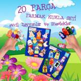 2 Set - 20 Parça  Evcil Hayvanlar ve Meslekler Parmak Kukla