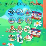 12 Set - 42 Parça  Deniz Canlıları ve Hayvanlar 2+ Keçe Yapboz - 2 Yaş Puzzle