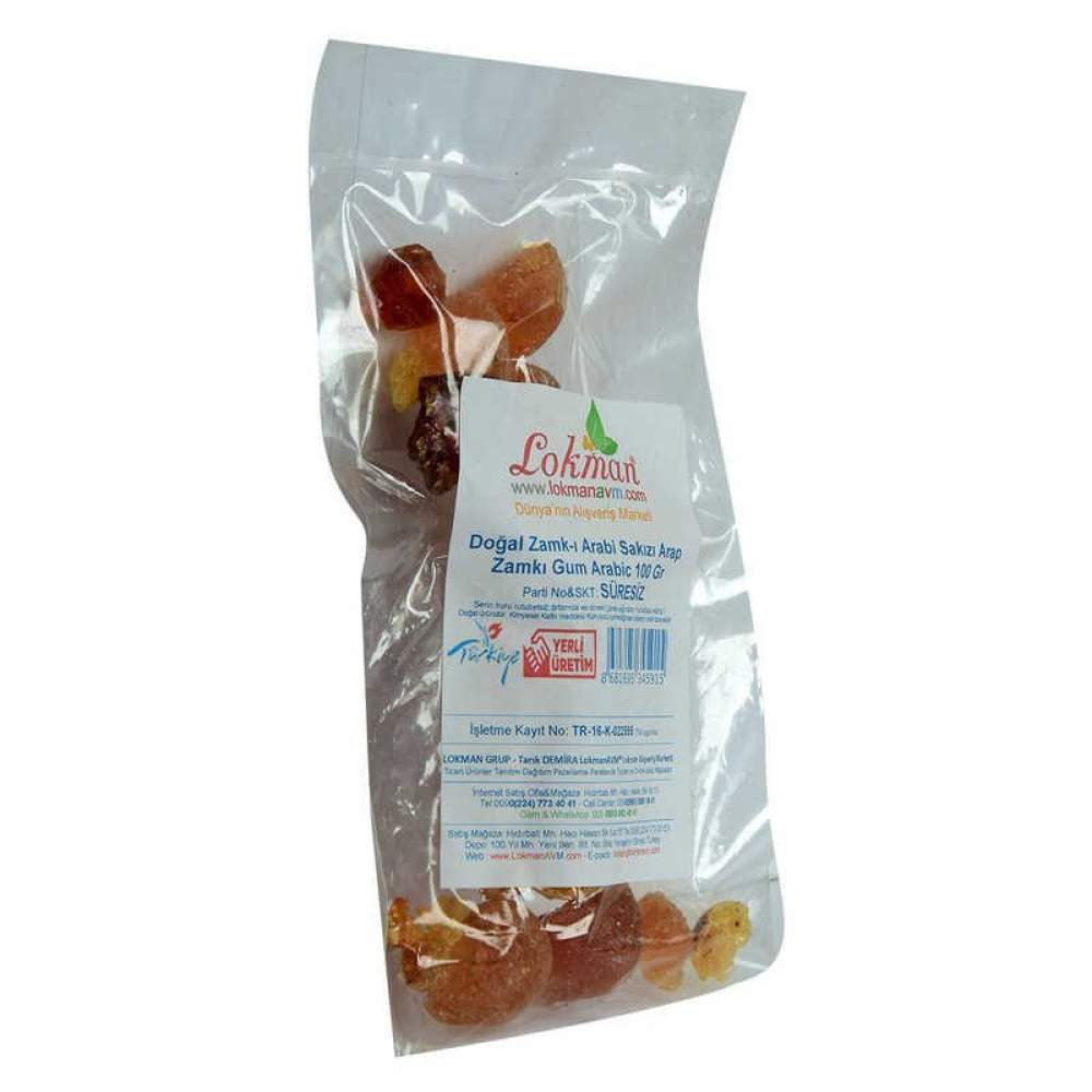 Arap Zamkı Zamk-ı Arabi Sakızı Doğal Gum Arabic 100 Gr Paket