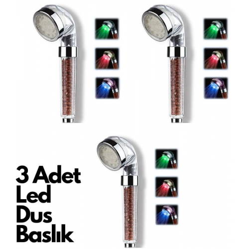 3 Adet Tasarruflu Boncuklu Ledli Duş Başlık-pil Veya Elektrik Gerekmez Kinetik Enerjili 3 Adet Tasarruflu Boncuklu Ledli Duş Başlık-pil Veya Elektrik Gerekmez Kinetik Enerjili
