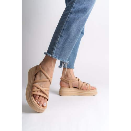 Lisinya948  Lastikli Şerit Detaylı Ortopedik Taban Kadın Sandalet TT Ten Lisinya948  Lastikli Şerit Detaylı Ortopedik Taban Kadın Sandalet TT Ten