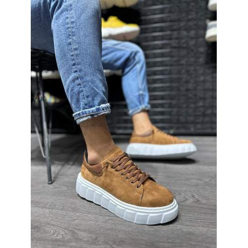 Yüksek Taban Günlük Süet Ayakkabı Taba Yüksek Taban Günlük Süet Ayakkabı Taba