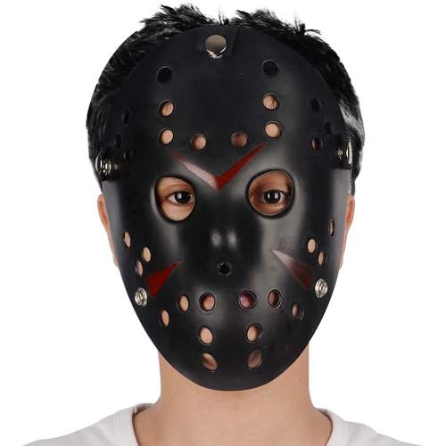 Siyah Renk Kırmızı Çizgili Tam Yüz Hokey Jason Maskesi Hannibal Maskesi Siyah Renk Kırmızı Çizgili Tam Yüz Hokey Jason Maskesi Hannibal Maskesi