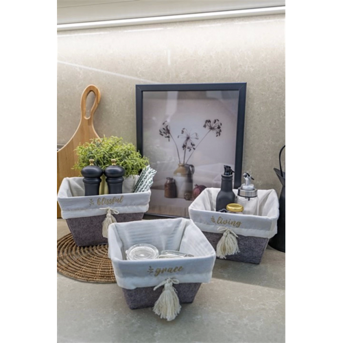 Çok Amaçlı Saklama Organizer Kutu Kare Keçe Sepet (3 Boy)