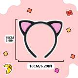 Sevimli Kedi Kulak Pofuduk Kedi Taç Siyah İçi Pembe Renk 17x15 cm