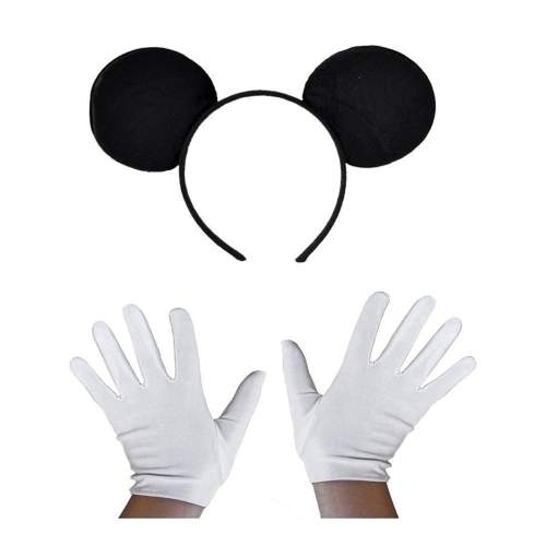 Siyah Mickey Mouse Tacı ve Beyaz Eldiven Seti Siyah Mickey Mouse Tacı ve Beyaz Eldiven Seti