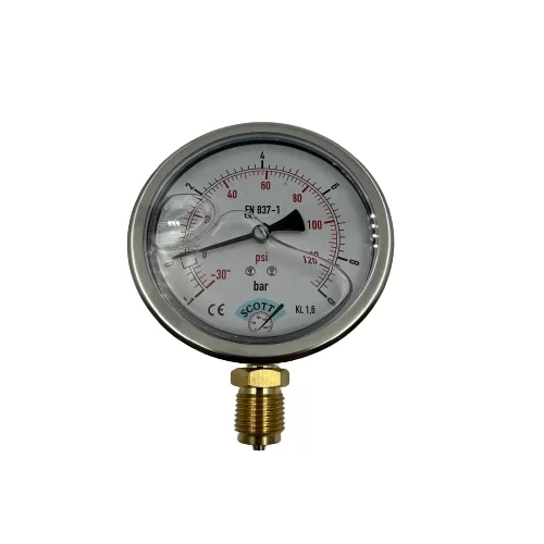 Ø 100 - 1 + 9 BAR 1/2 GLİSERİNLİ ALTTAN ÇIKIŞLI MANOMETRE (Lisinya) Ø 100 - 1 + 9 BAR 1/2 GLİSERİNLİ ALTTAN ÇIKIŞLI MANOMETRE (Lisinya)