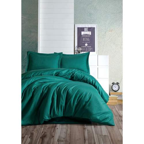 Çift Kişilik Saten Nevresim Takımı Elegante Stripe Petrol Çift Kişilik Saten Nevresim Takımı Elegante Stripe Petrol
