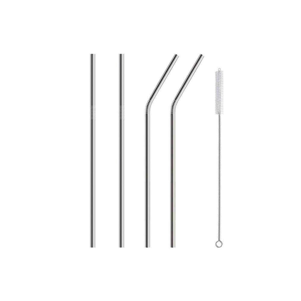 5 Parça Metal Pipet - Paslanmaz Çevre Dostu Metal Pipet Fırça Seti