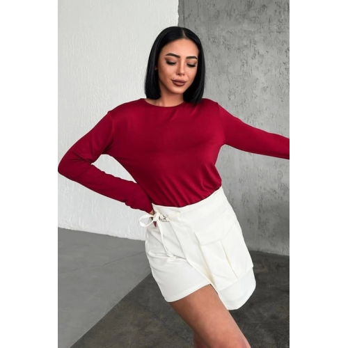 Rahat Ve Şık Uzun Kollu Bisiklet Yaka Likralı Viskon Penye Body Bordo Rahat Ve Şık Uzun Kollu Bisiklet Yaka Likralı Viskon Penye Body Bordo