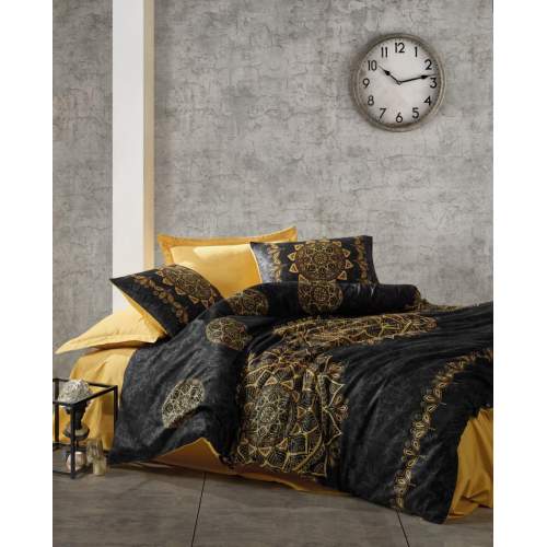 Çift Kişilik Saten Nevresim Takımı Alvina Gold Çift Kişilik Saten Nevresim Takımı Alvina Gold