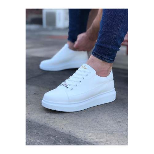 Beyaz Bağcıklı Kalın Taban Casual Erkek Ayakkabı Beyaz Bağcıklı Kalın Taban Casual Erkek Ayakkabı