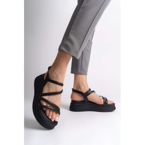 Lisinya948  İnce Tokalı Şerit Detaylı Ortopedik Taban Kadın Sandalet ST Siyah Lisinya948  İnce Tokalı Şerit Detaylı Ortopedik Taban Kadın Sandalet ST Siyah