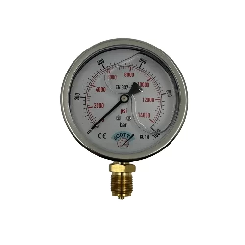 Ø 100 - 0 - 1000 BAR 1/2 GLİSERİNLİ ALTTAN ÇIKIŞLI MANOMETRE (Lisinya) Ø 100 - 0 - 1000 BAR 1/2 GLİSERİNLİ ALTTAN ÇIKIŞLI MANOMETRE (Lisinya)