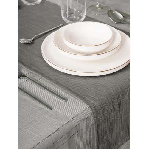 Antique Jasmine Gri Keten Masa Örtüsü