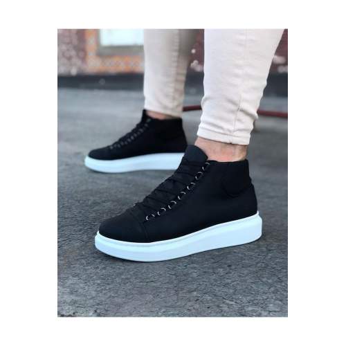 Siyah Bağcıklı Sneakers  Yarım Bilek Bot Siyah Bağcıklı Sneakers  Yarım Bilek Bot