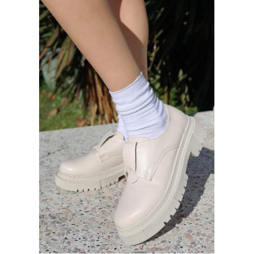 Bej Cilt Oxford Ayakkabı Bej Cilt Oxford Ayakkabı